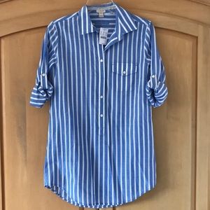 J. Crew Blue/White Striped Tunic NWT - XXS